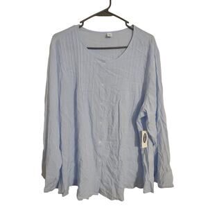 Old Navy Blue Flowy Button Up Shirt XXL Lightweight Classic Casual Rayon‎